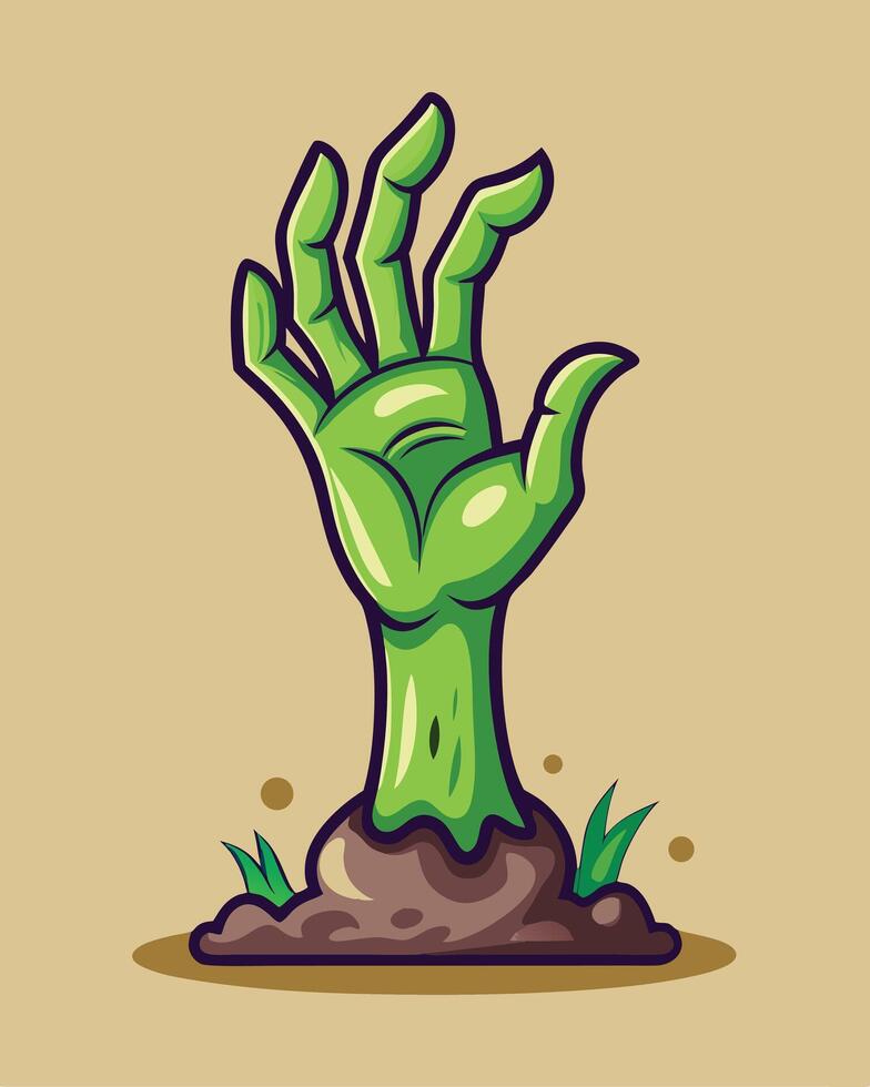 Cartoon Zombie Hand Rising From Grave vector