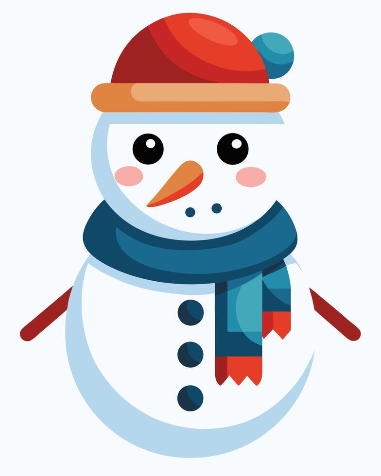 Cartoon Snowman With Hat And Scarf vector
