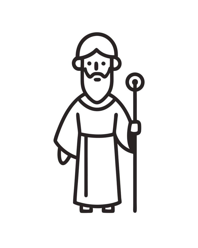 Saint Joseph Illustration Outline Style vector