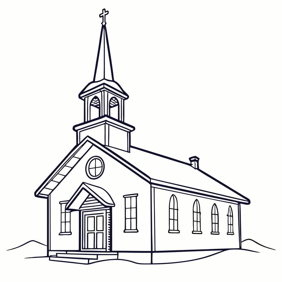 Church Outline Simple Line Art vector