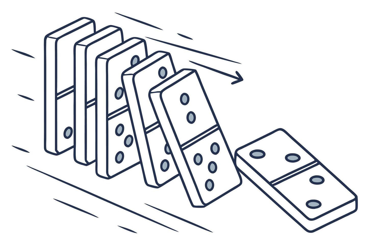 Falling Dominoes Chain Reaction Line Art vector