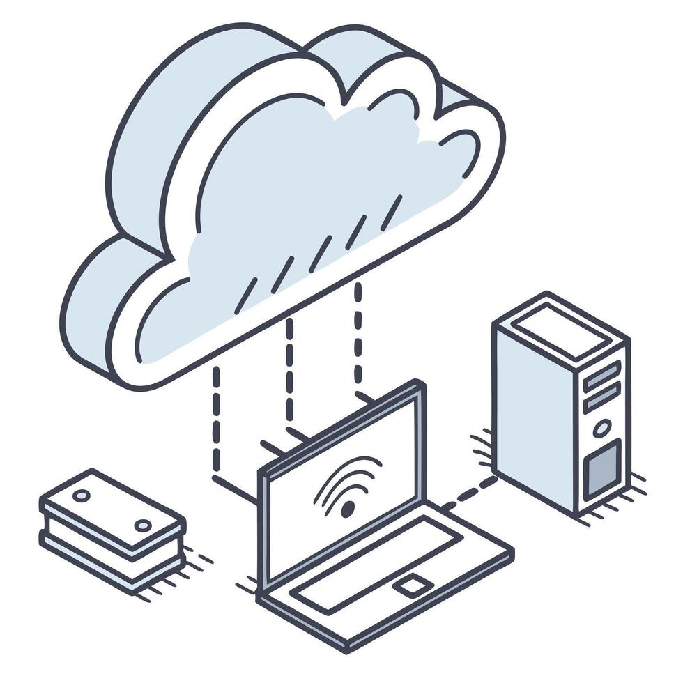 Cloud Computing With Laptop And Server Devices vector