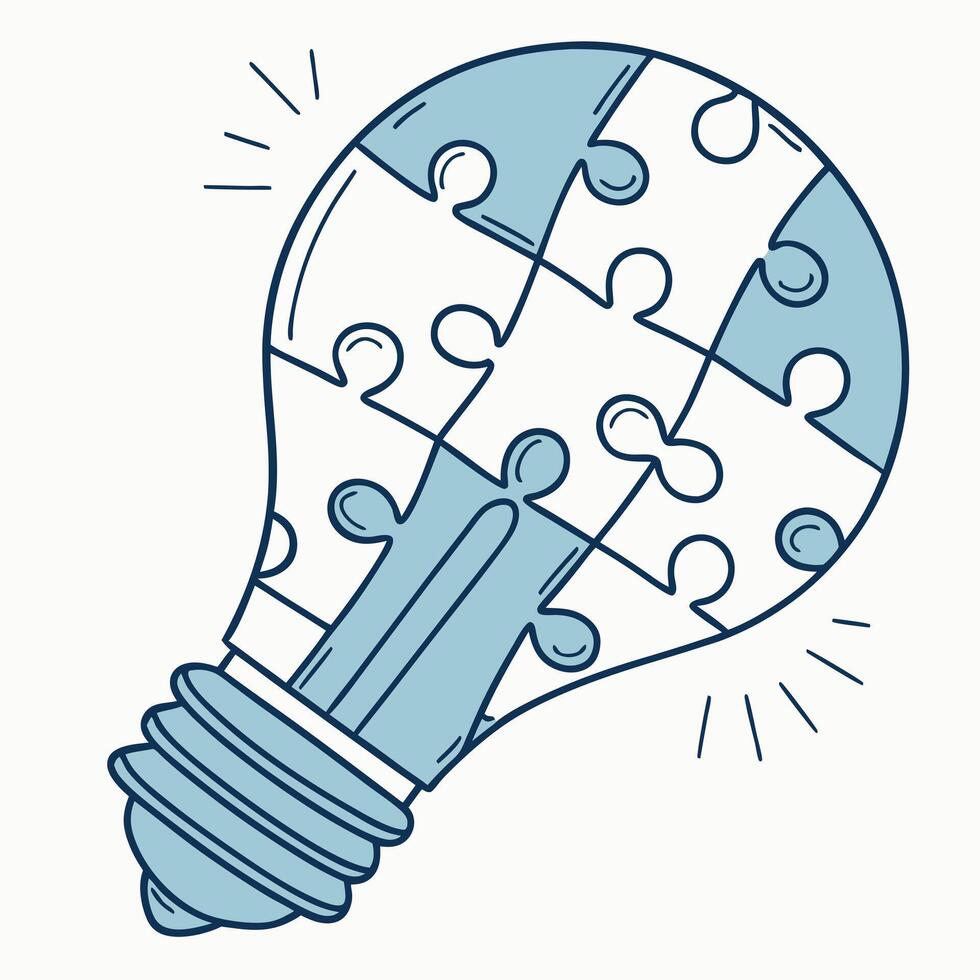 Light Bulb Puzzle Idea Concept Solution vector