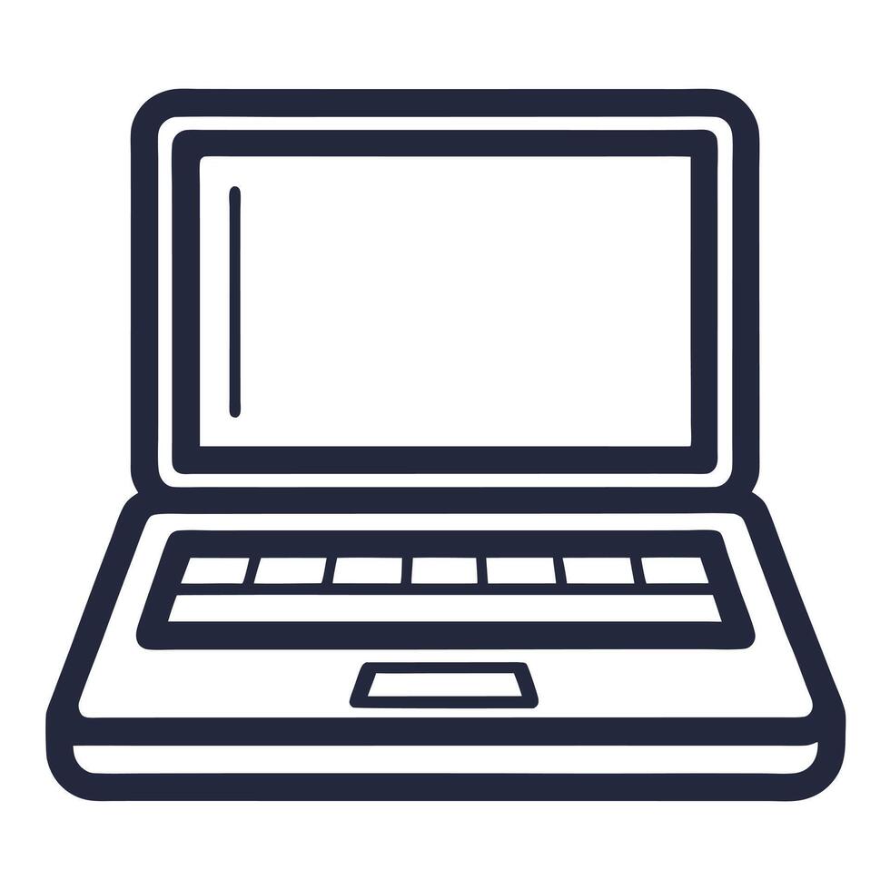 Dark Outline Of A Laptop Computer vector