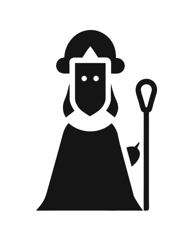 Shepherd Minimalist Icon Silhouette Black And White vector