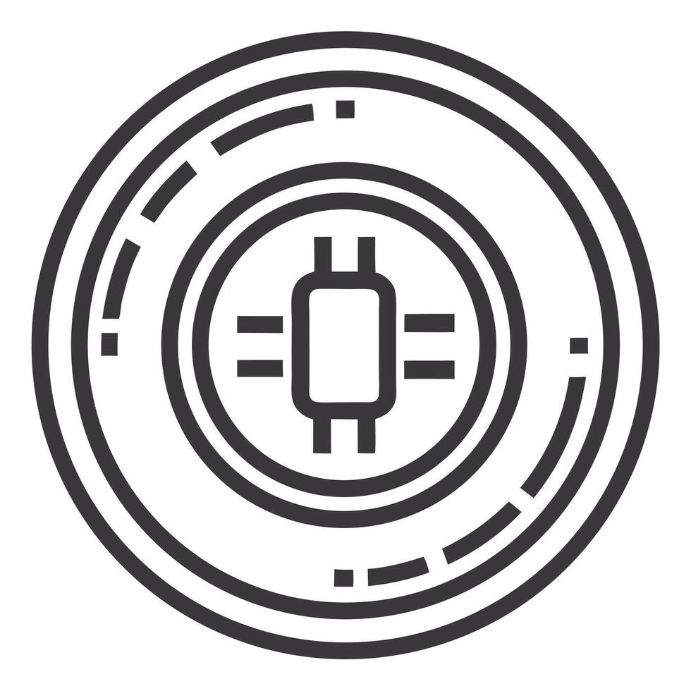 Digital Chip Outline Circular Design vector