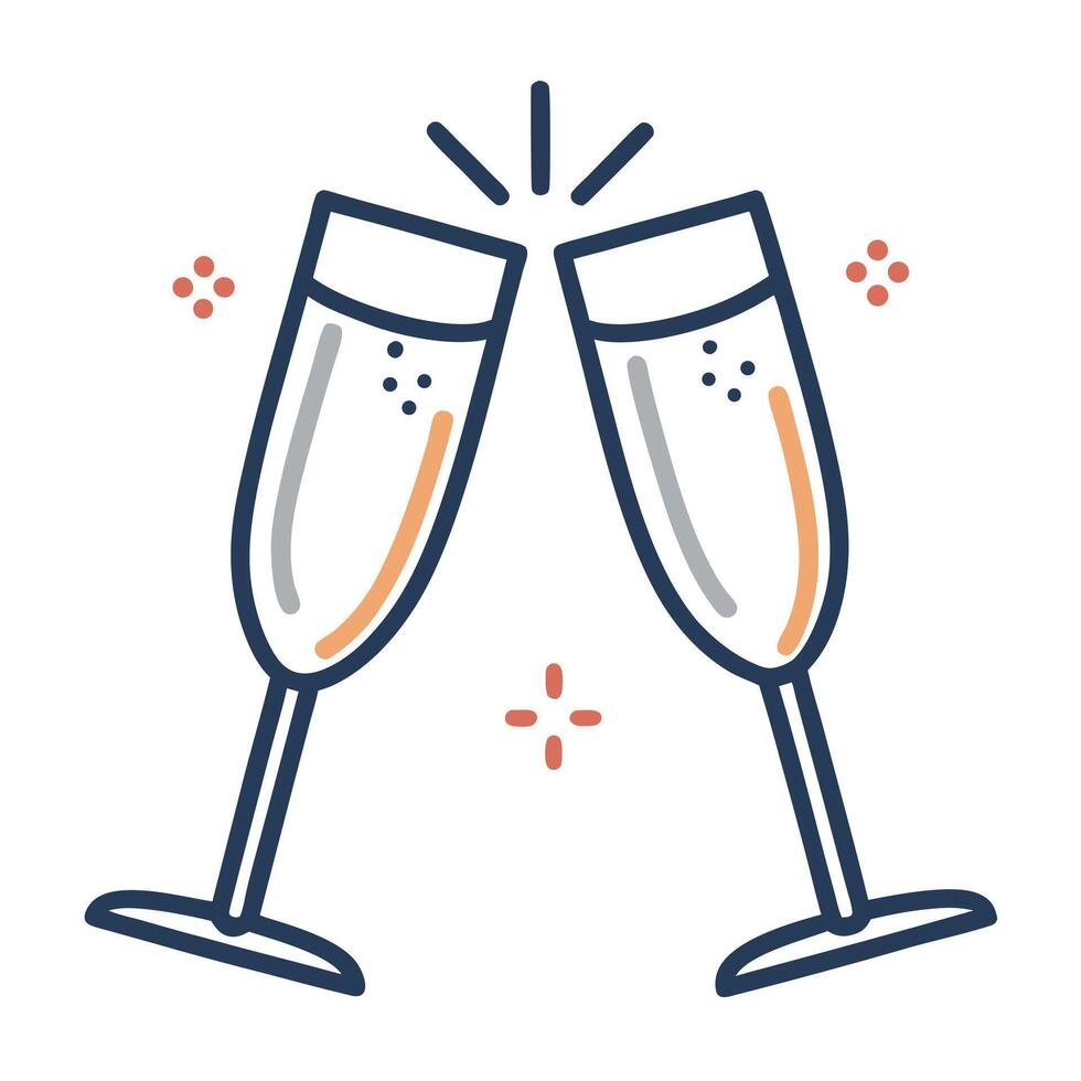 Celebration With Champagne Toast Icon Style vector