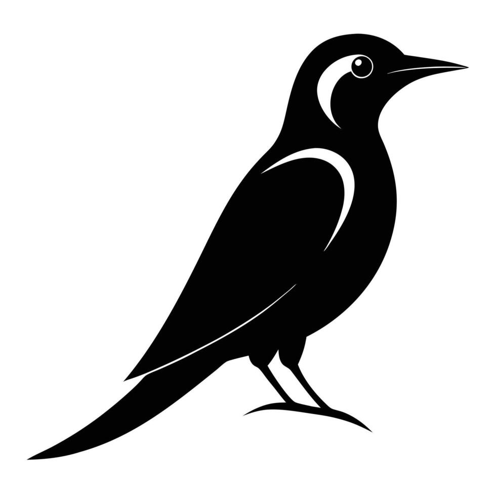 Elegant Black Bird Silhouette Illustration vector