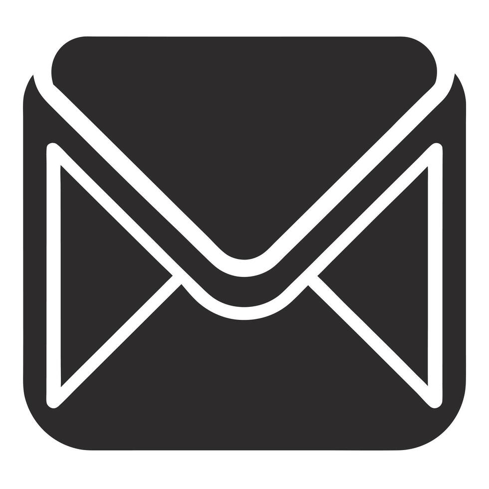 Black Envelope Icon With White Lines vector