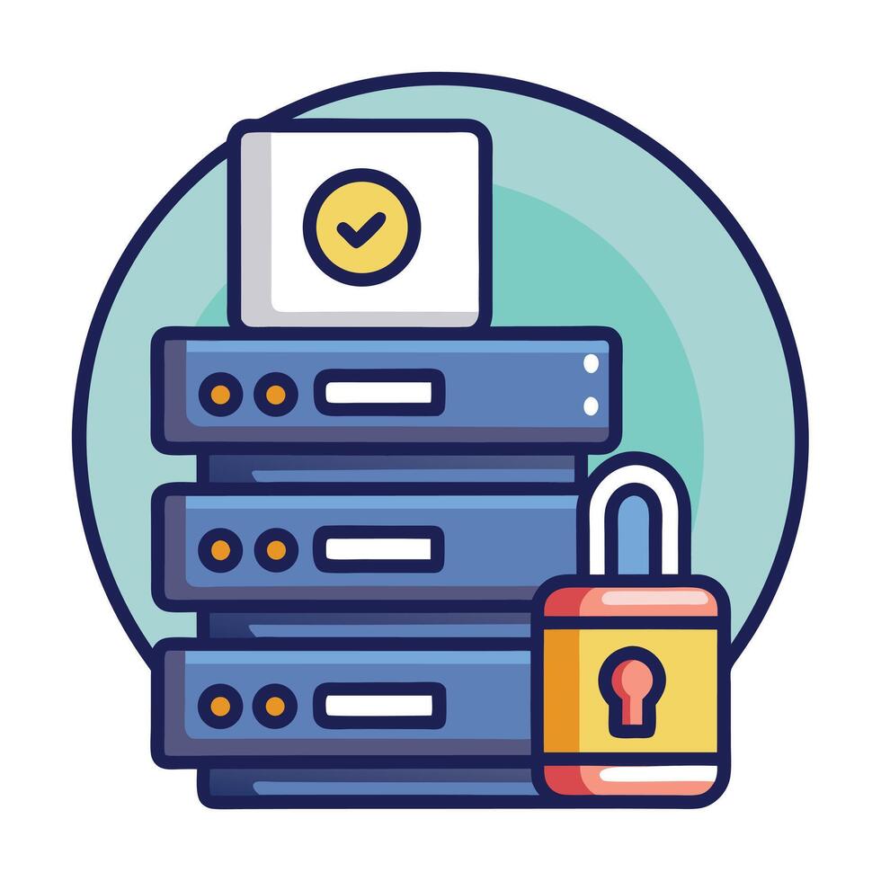 Secure Servers With Successful Checkmark Icon vector