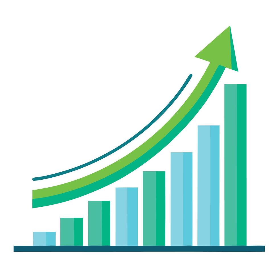 Upward Trend Bar Graph With Rising Arrow vector