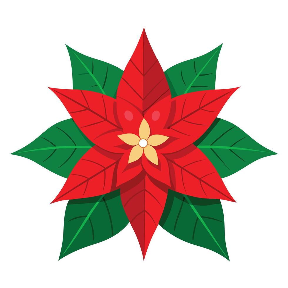 Simple Christmas Poinsettia Flower Design vector