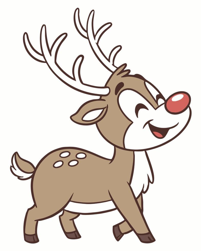 Cartoon Reindeer With Red Nose Illustration vector