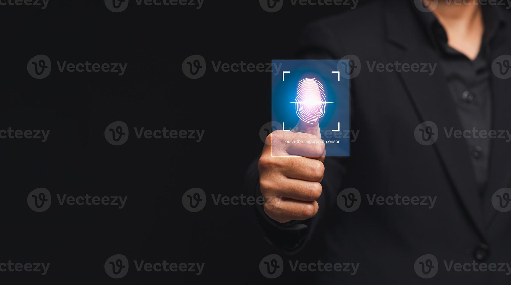 Fingerprint scan provides security access with biometrics identification photo