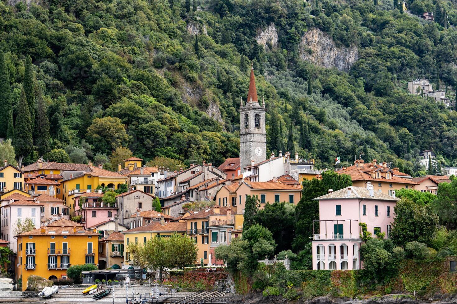 Scenic view of Varenna village in Como lake, Italy. photo