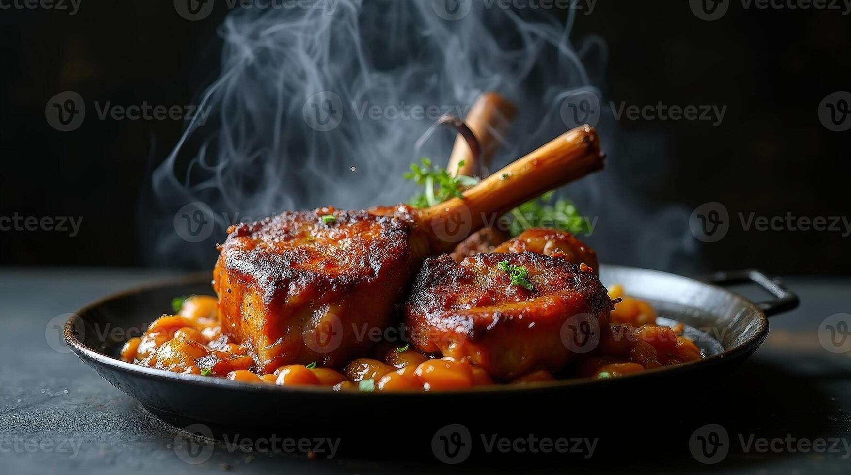 Enjoying Andorran roast lamb known as xai rostit served with vegetables photo