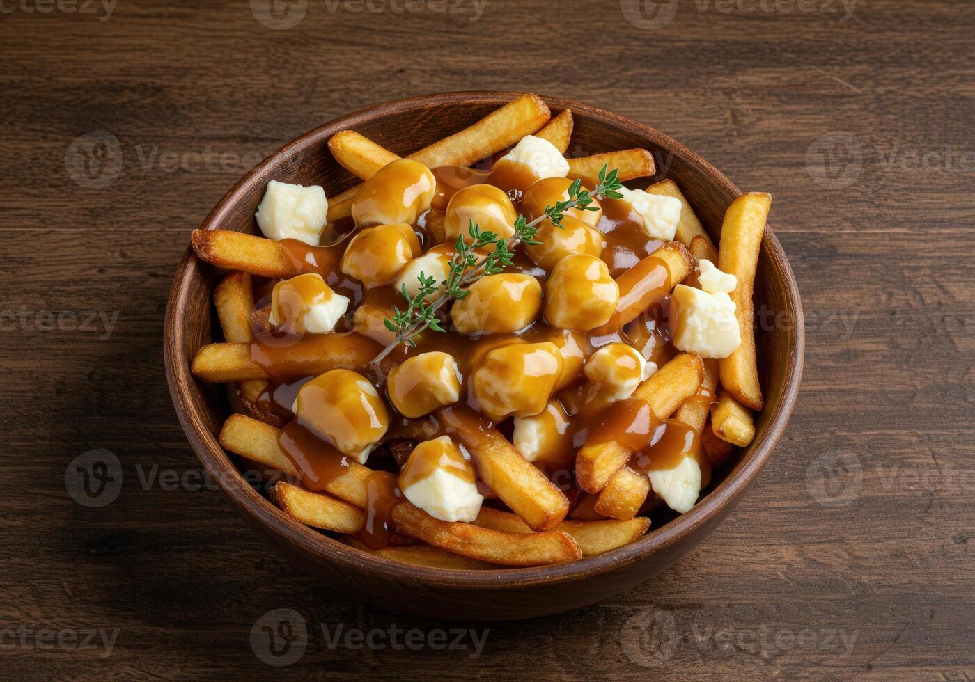 Canadian Poutine with fries, cheese curds, and gravy photo