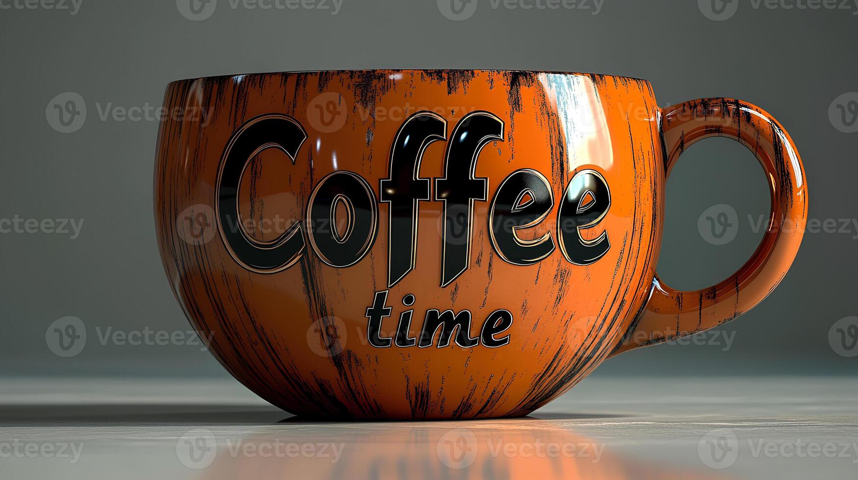 A 3D illustration featuring a coffee cup with a Coffee Time sign on it, capturing the essence of relaxation and warmth, perfect for coffee lovers and cozy moments photo