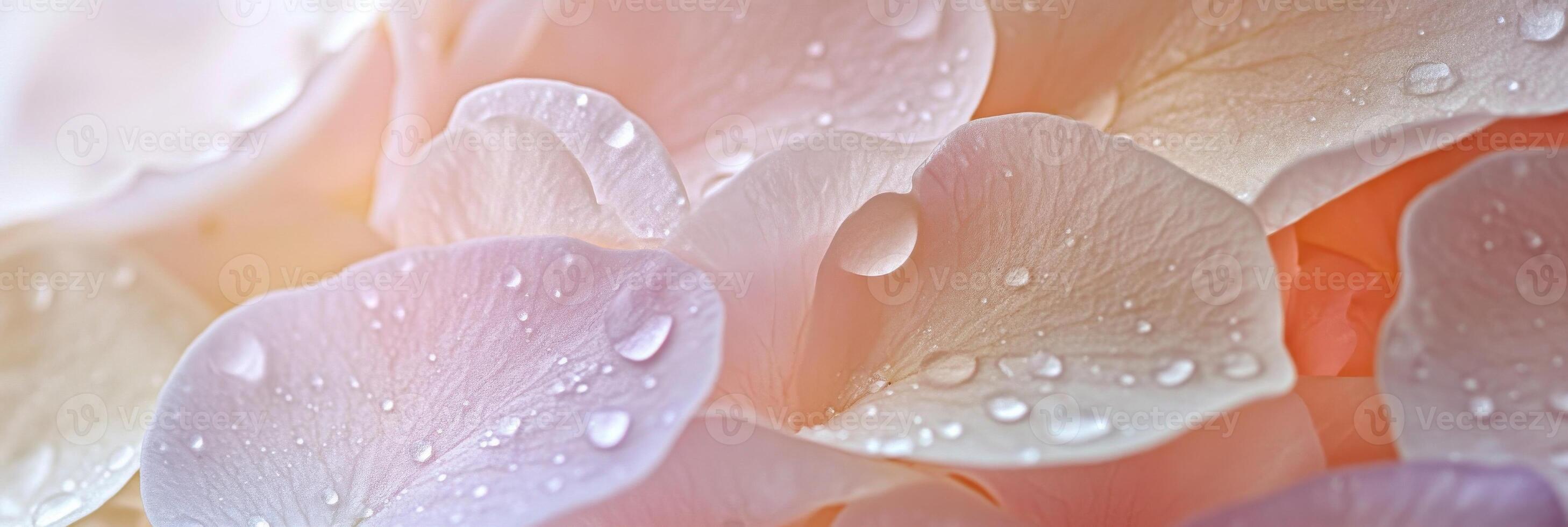 Gentle pink petals with dewdrops capturing natural beauty and fresh elegance photo