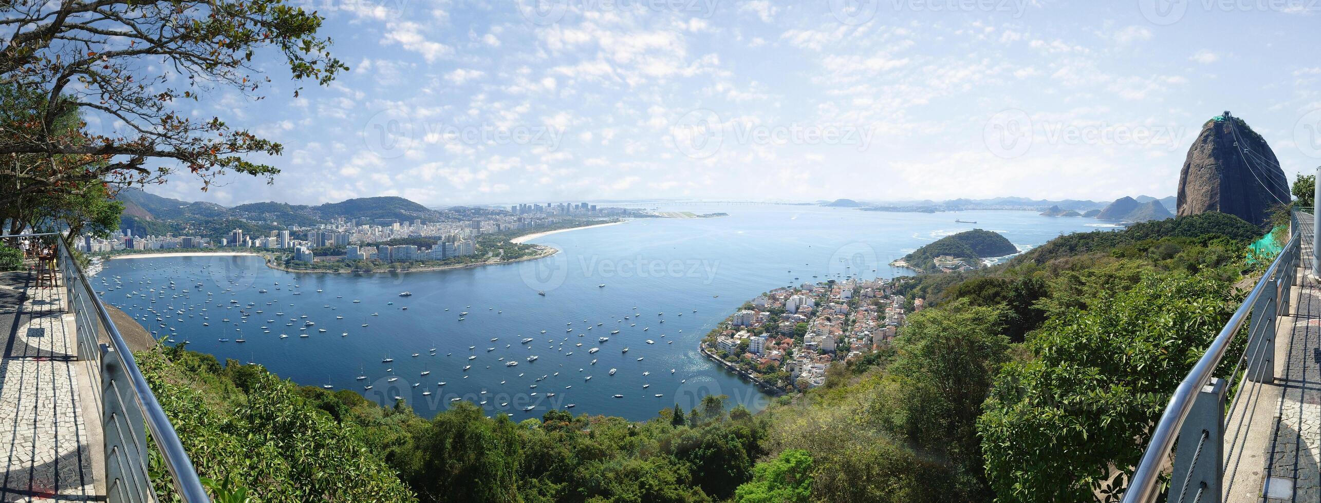 Panoramic view of Rio de Janeiro from Urca Hill with Sugarloaf and Guanabara Bay photo