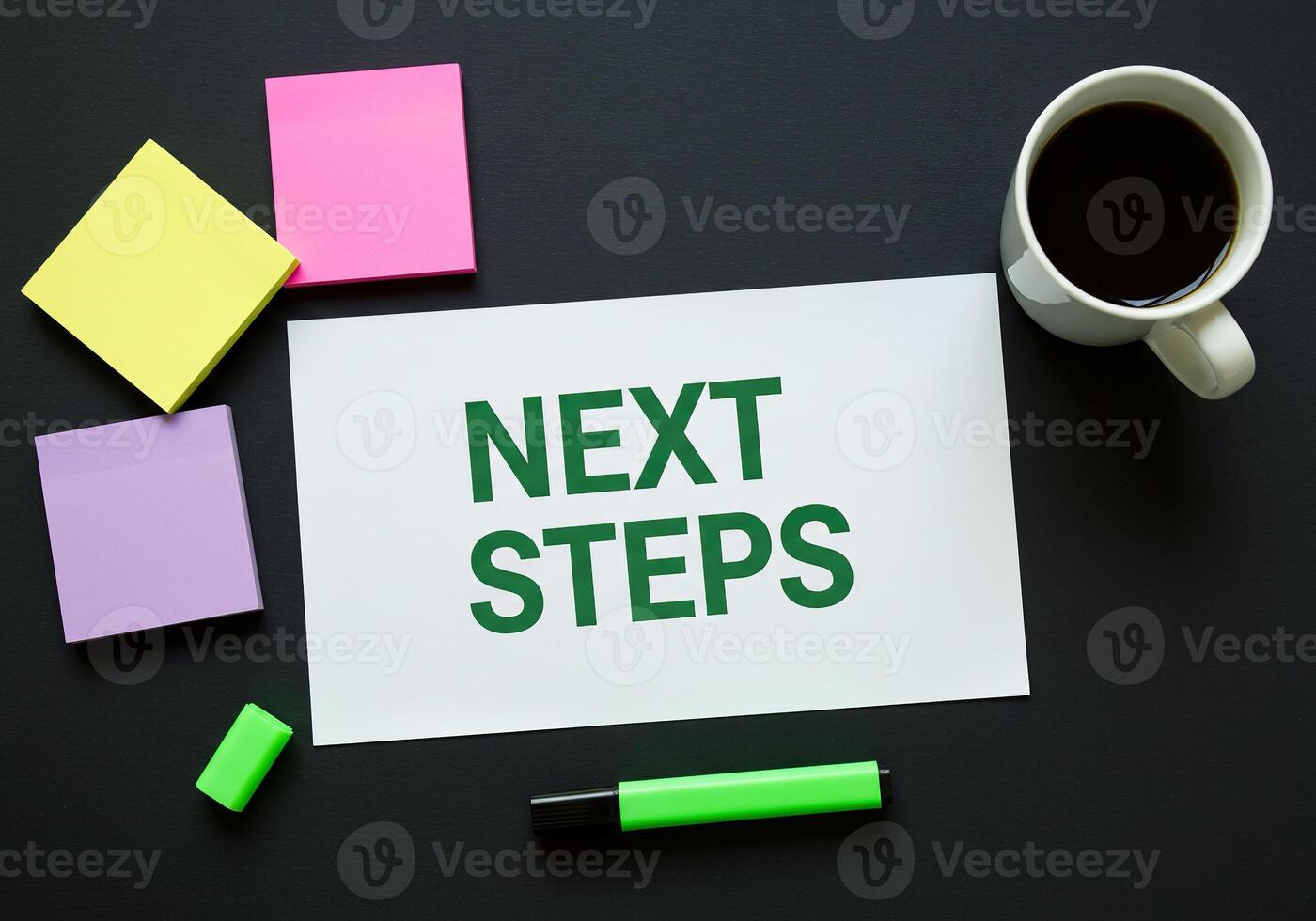 Next steps on paper next steps concept photo