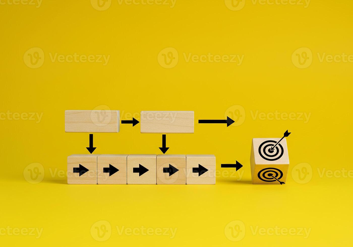 A wooden block with arrows pointing to the right and left photo