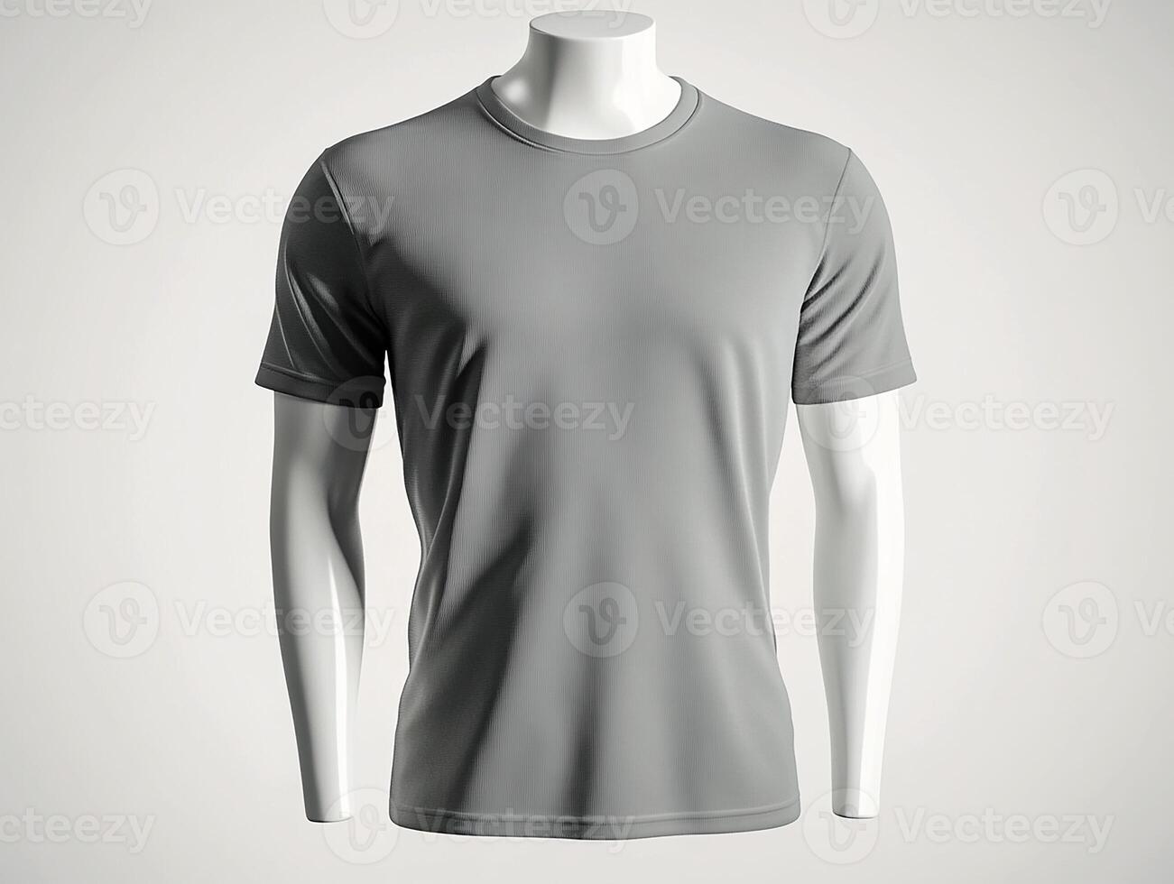 Gray T-Shirt Mockup With Mannequin High Quality on an isolated white background photo