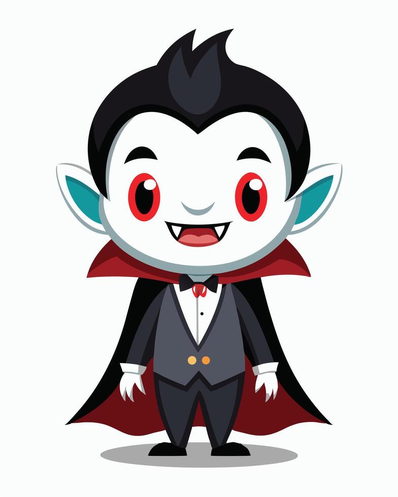Cartoon Vampire In Tuxedo Halloween Costume vector