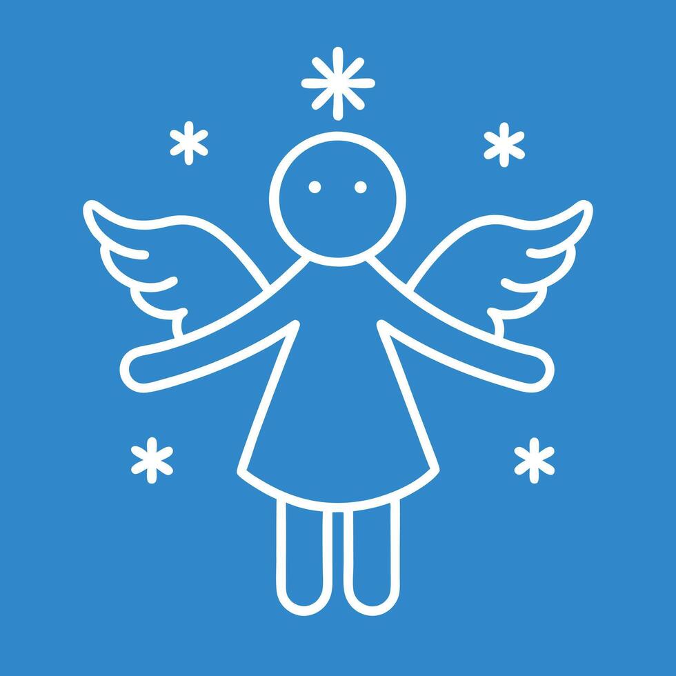Minimalistic White Angel On Blue Background vector