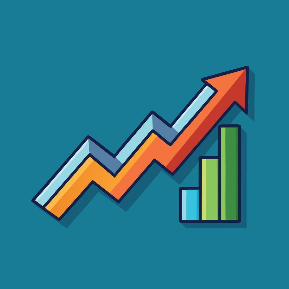 Rising Arrow Bar Graph Illustration Design vector