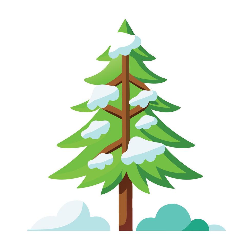 Isolated Cartoon Snowy Christmas Tree Illustration vector