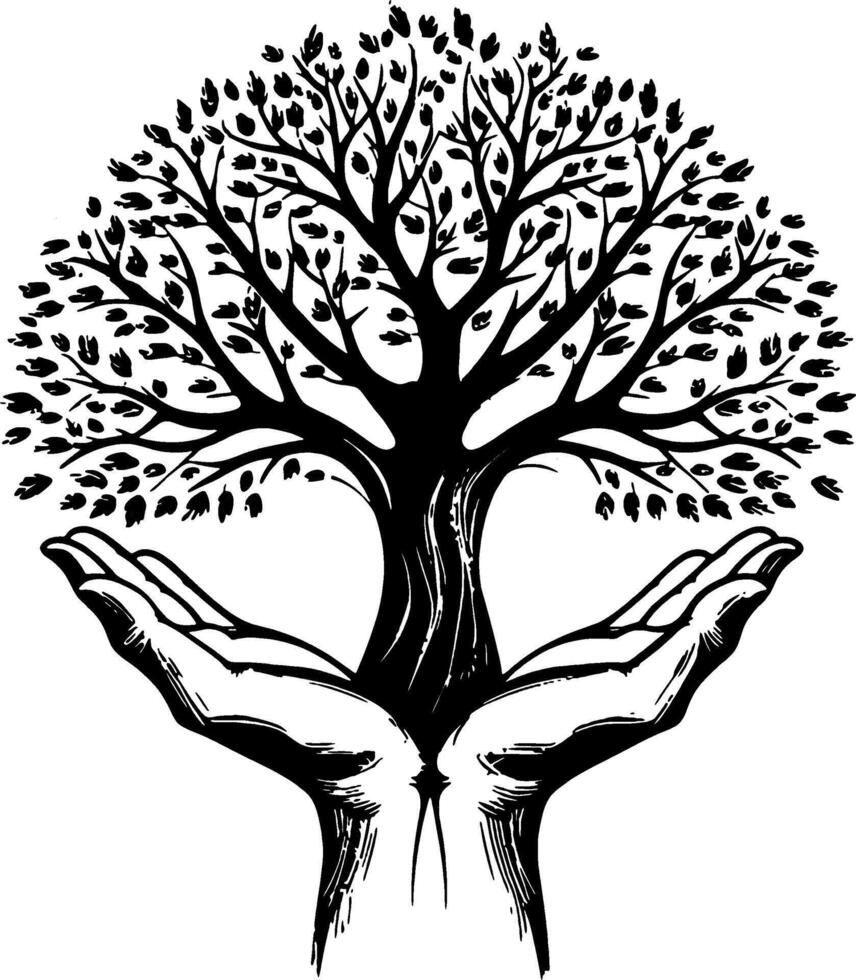 Hands tree life vector