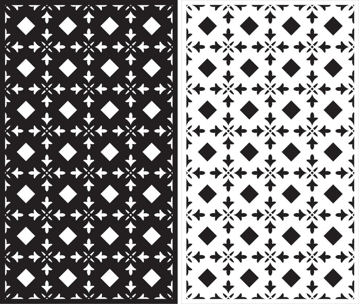 Geometric pattern tile design in black and white vector