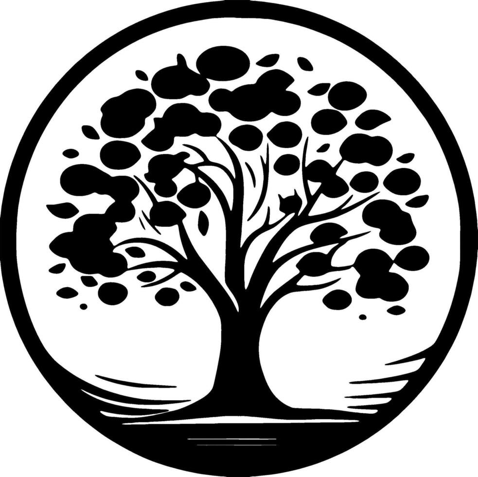 beautiful cloud tree inside the circle vector