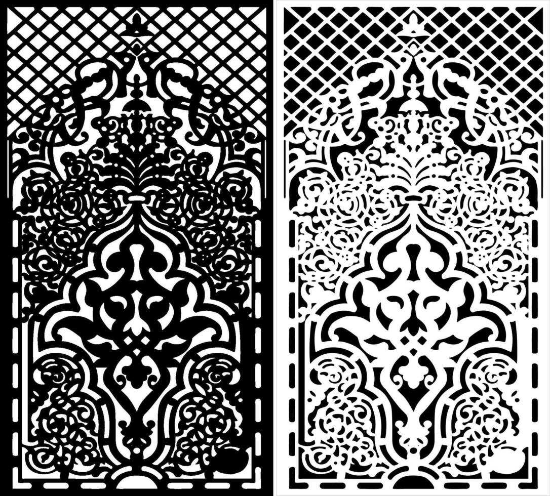 Intricate Decorative Panel Design with Geometric and Ornate Patterns vector