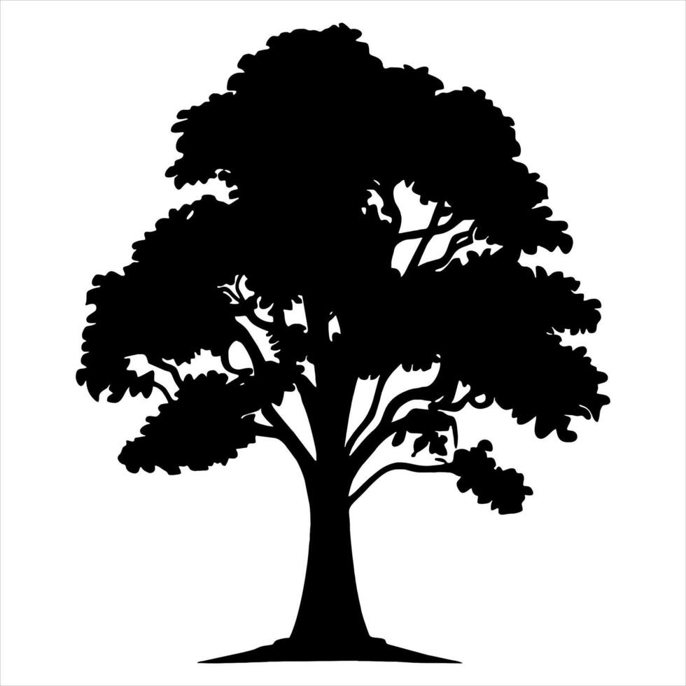 Silhouette of a Majestic Oak Tree vector