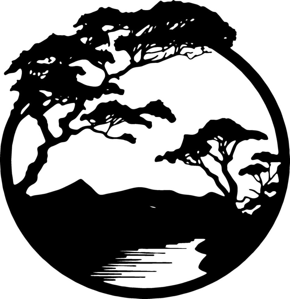 tree scene inside the circle vector