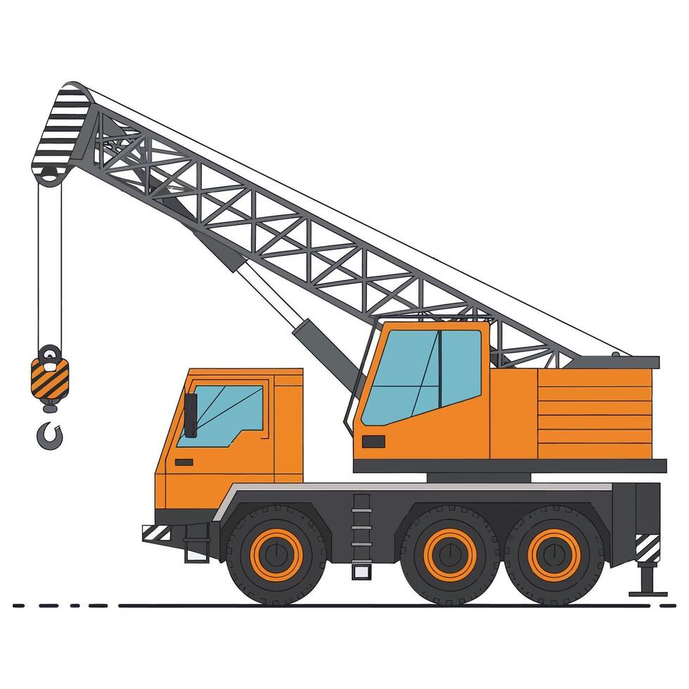 Flat Design Mobile Crane Illustration. vector