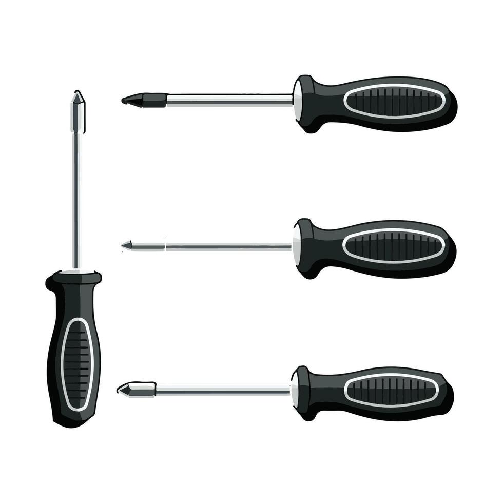 Flat Style Screwdriver Set on White Background. vector