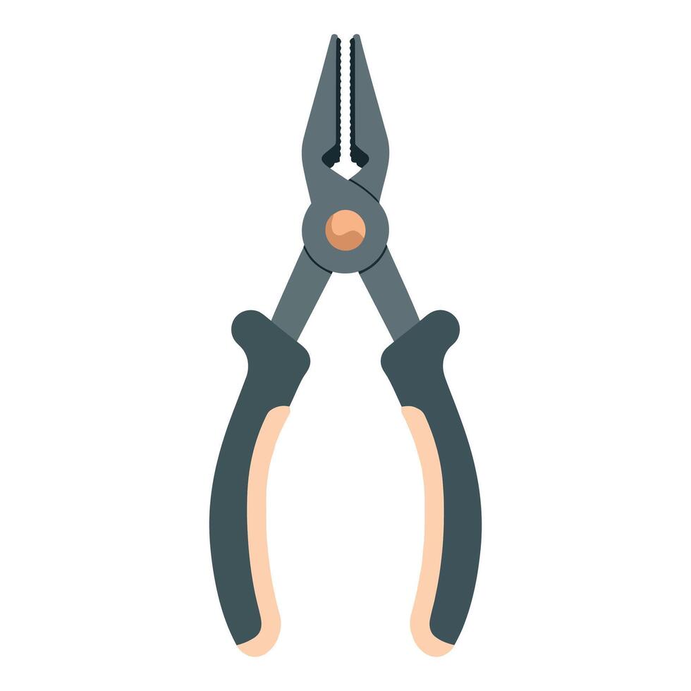 Clean Front View Pliers Graphic in Flat Style. vector