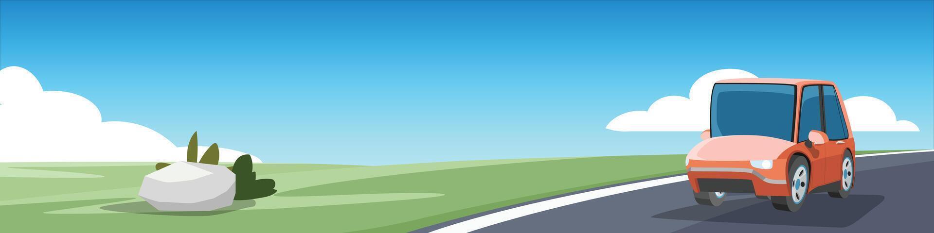 Lanscape of car driving on the asphalt road. vector