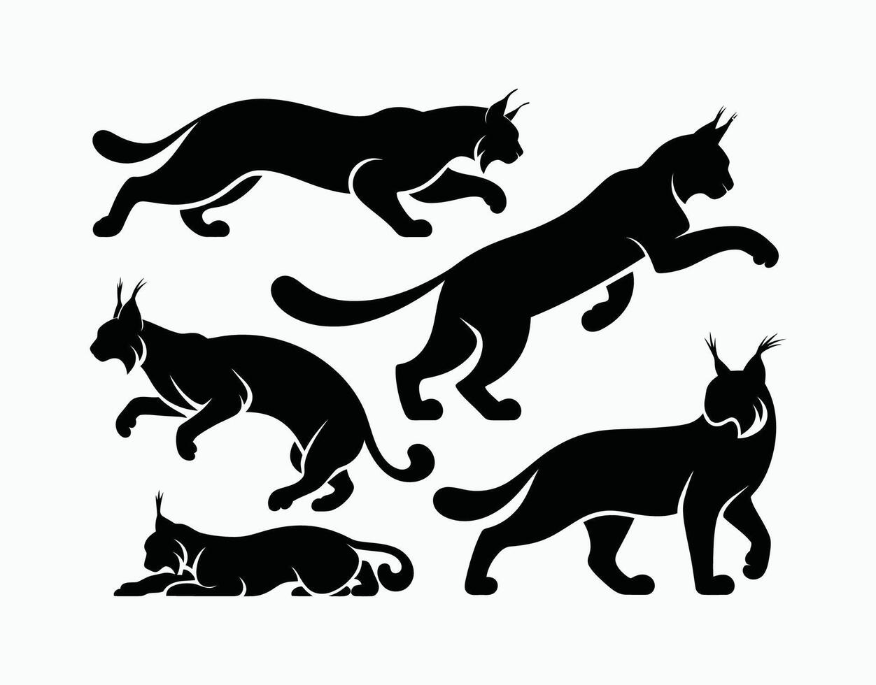 Elegant Lynx Silhouette Collection EPS Template vector