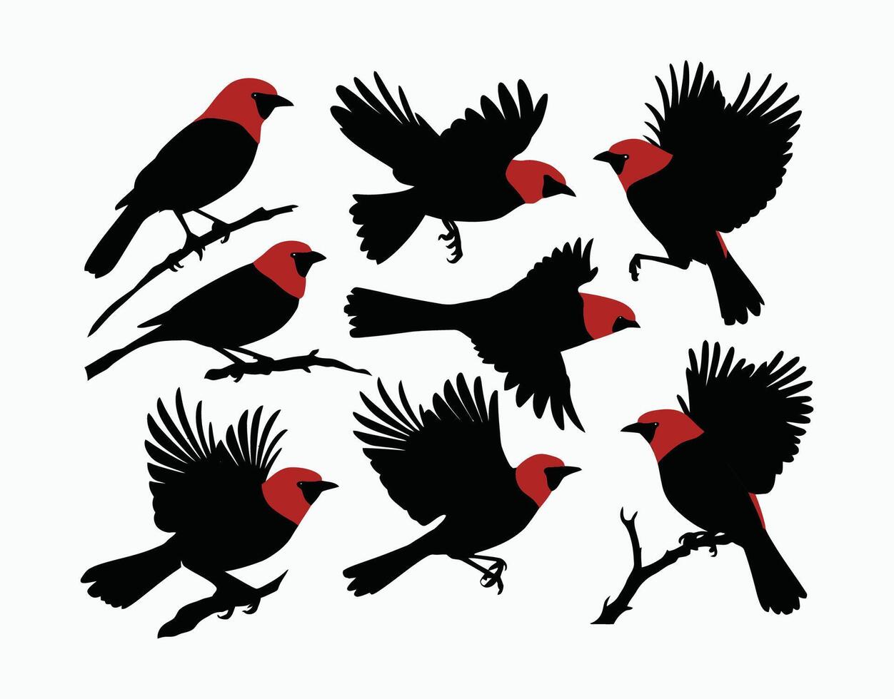 Red Scarlet Tanager Silhouette EPS Template vector