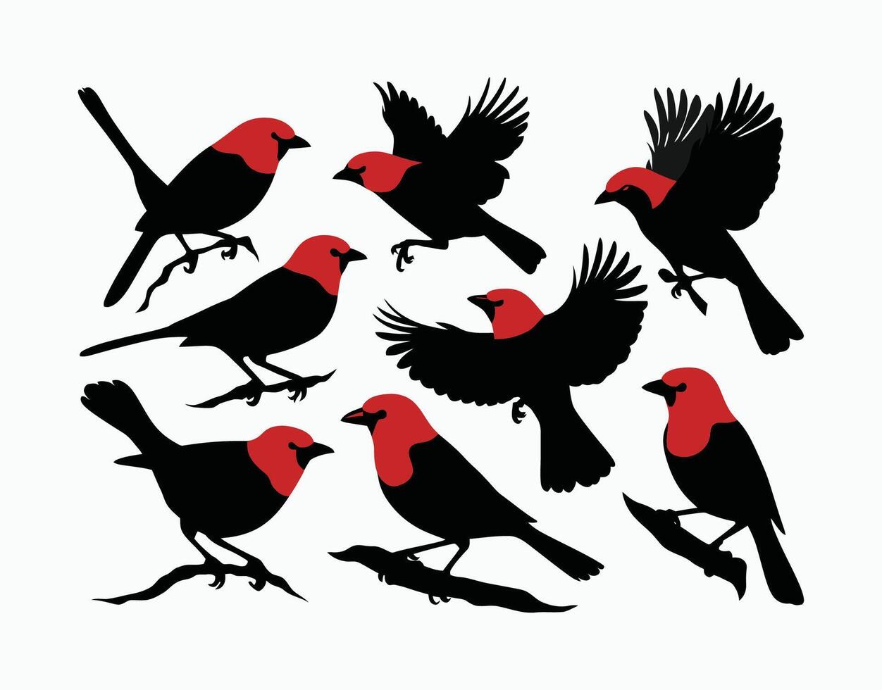 Isolated Red Scarlet Tanager Bird Silhouette EPS vector