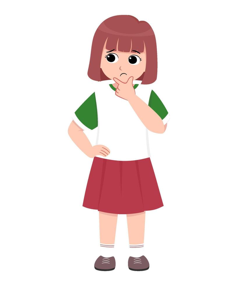 Illustration of a little girl thinking vector
