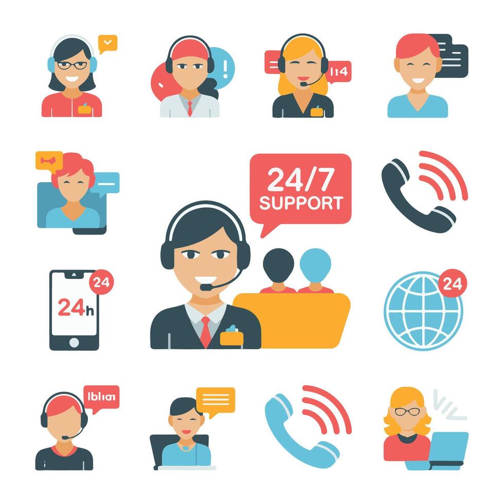 Help Desk and Call Center Icons. vector