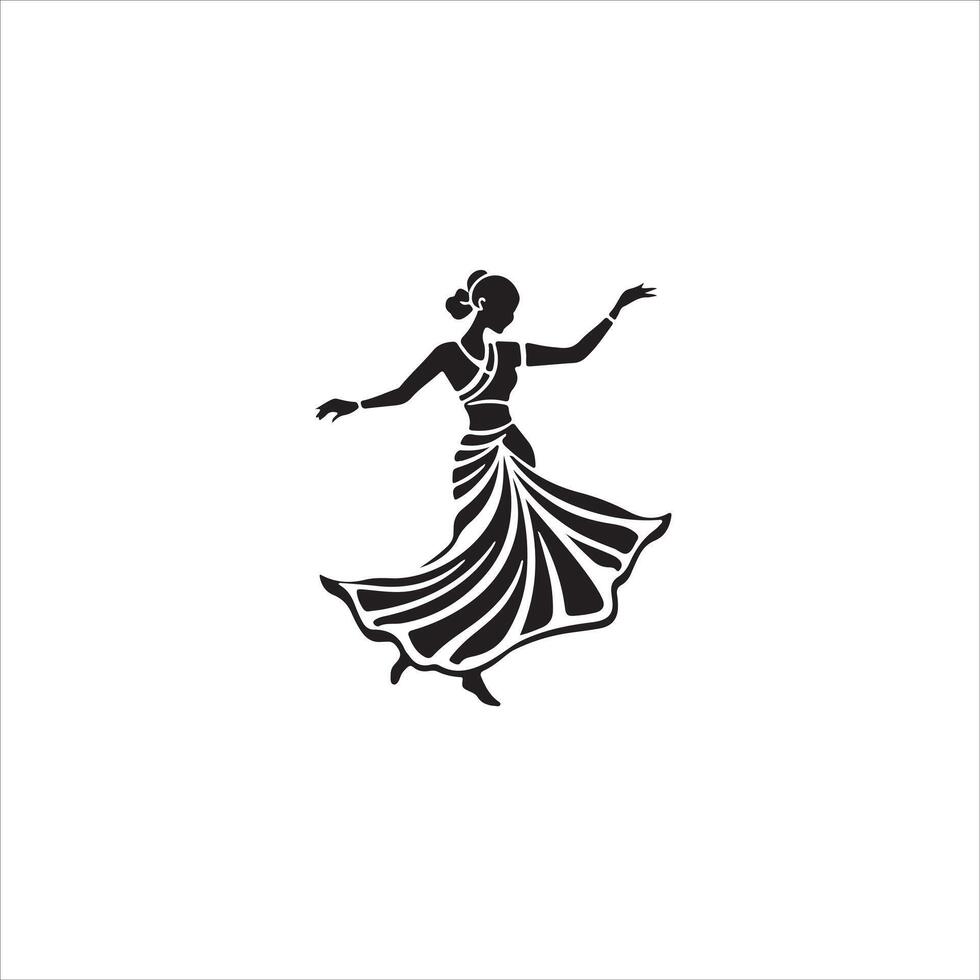 A woman in a dress dancing on a white background vector