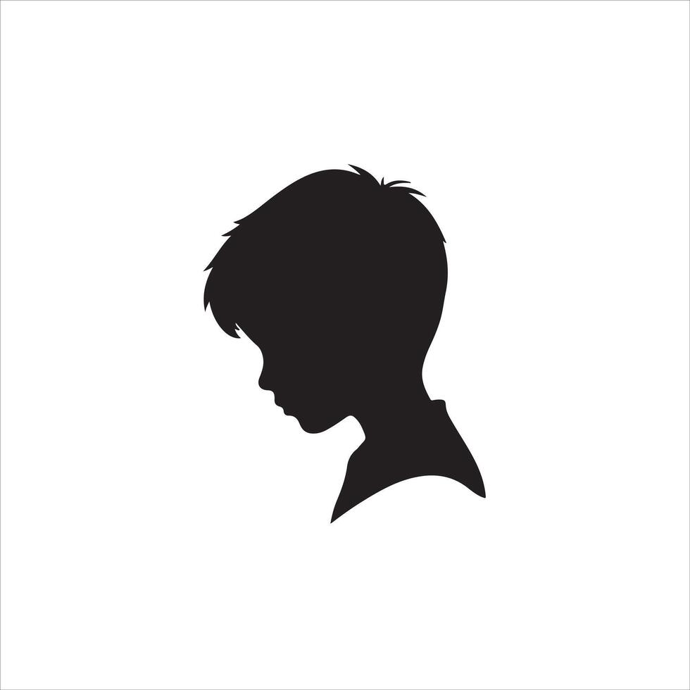 Silhouette of a boy's head on a white background vector