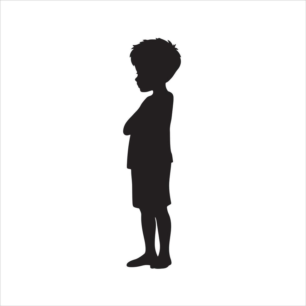 Silhouette of a boy standing with his arms crossed vector