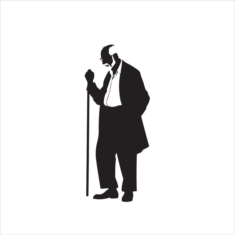 A silhouette of a man with a cane vector